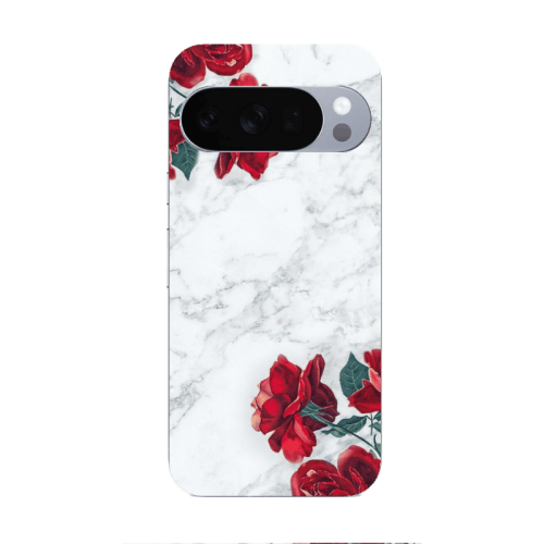 Google Pixel 10 Pro Marble and roses Transparent Silicone TPU Θήκη